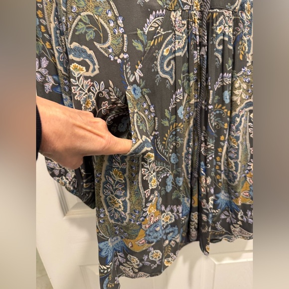 Free People Blue and White Mini Sundress with Bishop Sleeves - Picture 4 of 10